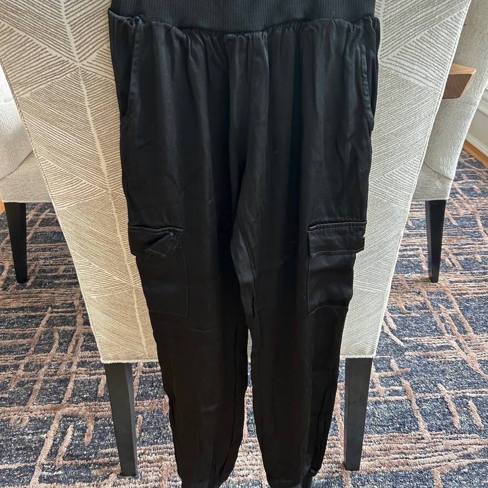 Black satin joggers xs